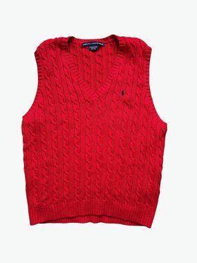 Ralph Lauren Golf Cable Knit Sweater Vest Red